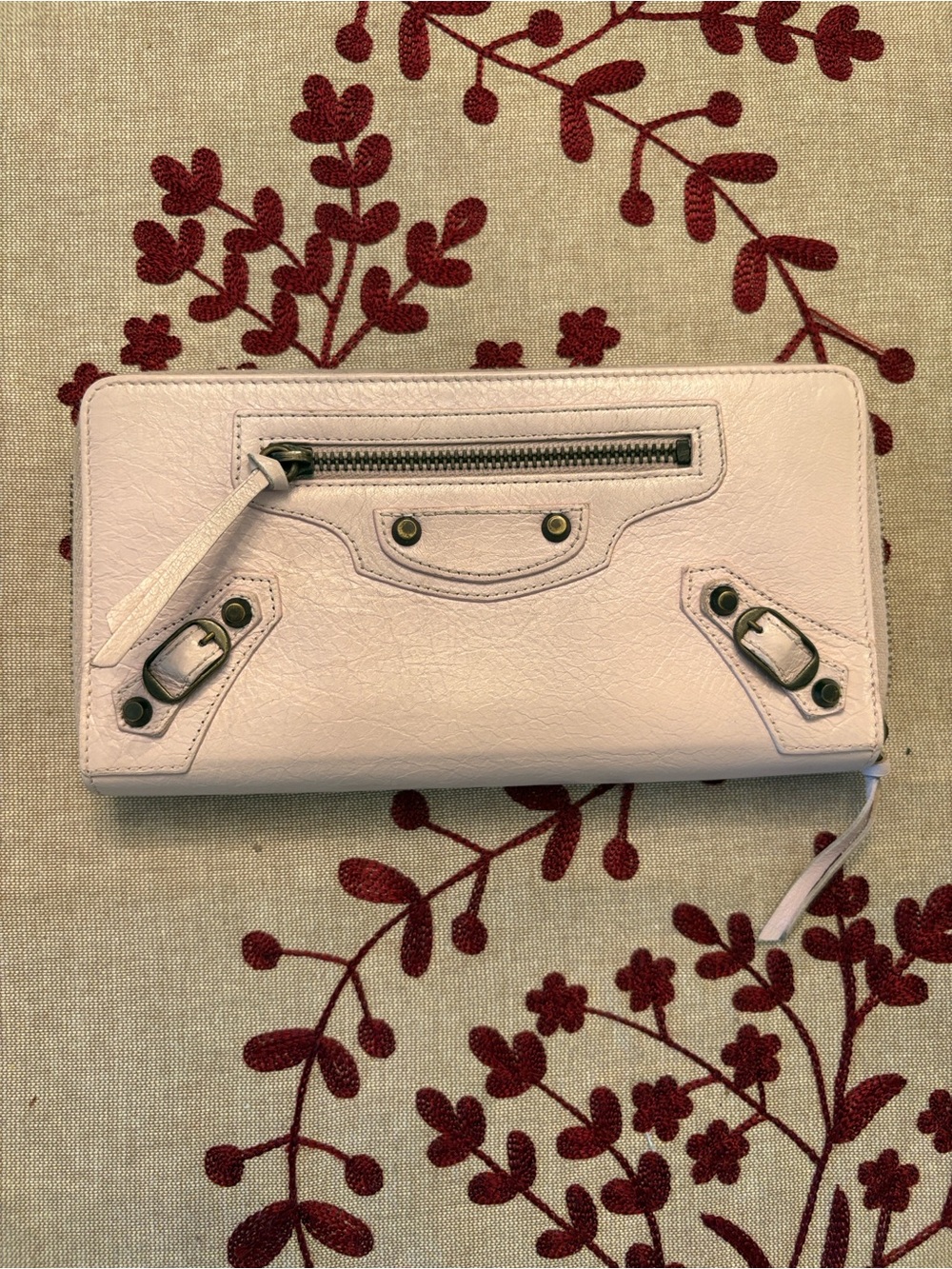 Authentic Balenciaga Women's City Zip Wallet in soft Pink